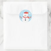Kerstmis Snowman Snowflakes Red Ronde Sticker (Tas)