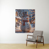 Kerstmis Snowman Tapestry Wandkleed (In situ)