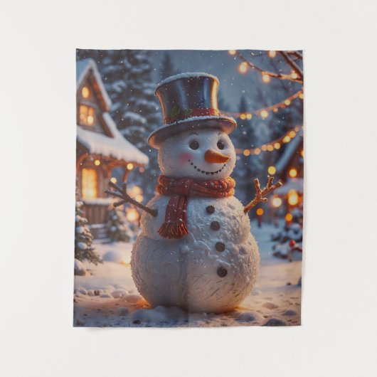 Kerstmis Snowman Tapestry Wandkleed (Voorkant)