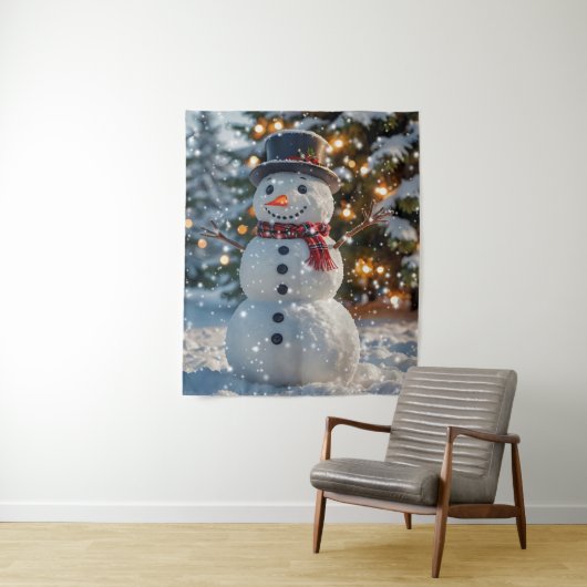 Kerstmis Snowman Tapestry Wandkleed (In situ)