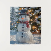 Kerstmis Snowman Tapestry Wandkleed (Voorkant)