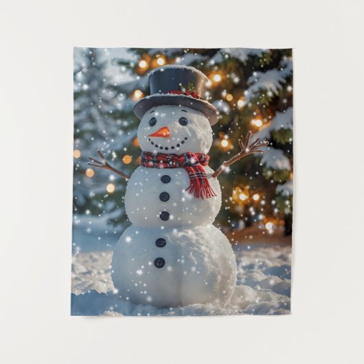 Kerstmis Snowman Tapestry Wandkleed (Voorkant)