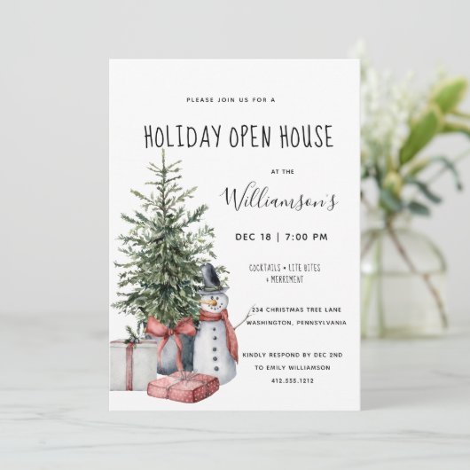 Kerstmis - Snowman - Uitnodiging kerstfeest (Staand voorkant)