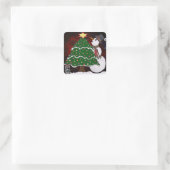 Kerstmis Snowman verrassende Feestdagen Vierkante Sticker (Tas)