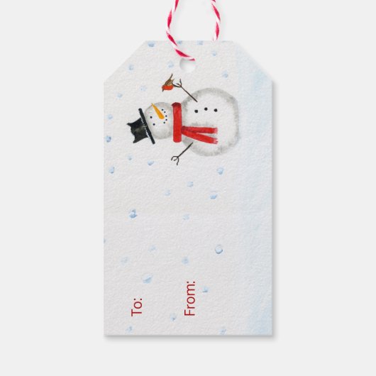 Kerstmis Snowman Waterverf Gift Labels Cadeaulabel (Achterkant)