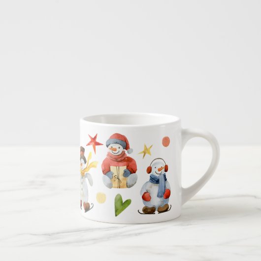 Kerstmis: Snowman Winter Cute Funny Espresso Kop (Rechts)