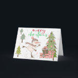 Kerstmis Snowman Winter Skating Holiday Card Bedankkaart<br><div class="desc">Stuur dit jaar je vakantiekaart met deze schattige sneeuwman die op ijs skateboarden met sjaal en pet. De kaart biedt unieke kerstbomen,  cadeaus illustratie met vakantiewensen. Als u om het even wat op dit ontwerp wilt veranderen,  contacteer ons in karuna@karunaskreations.com.</div>