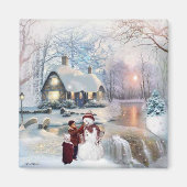 Kerstmis Snowman Winterland Magneet (Voorkant)