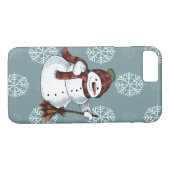 Kerstmis Snowman wit rood & grijs Case-Mate iPhone Case (Achterkant (Horizontaal))