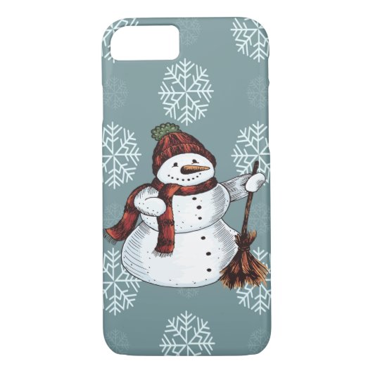 Kerstmis Snowman wit rood & grijs Case-Mate iPhone Case (Achterkant)