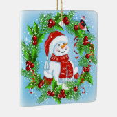 Kerstmis Snowman Wreath Keramisch Ornament (Rechts)