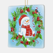 Kerstmis Snowman Wreath Keramisch Ornament (Links)