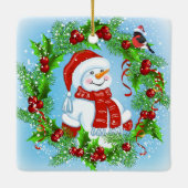 Kerstmis Snowman Wreath Keramisch Ornament (Achterkant)