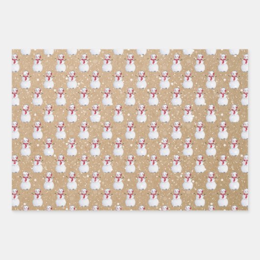 Kerstmis Snowmen Kraft Inpakpapier Vel (Voorkant 2)