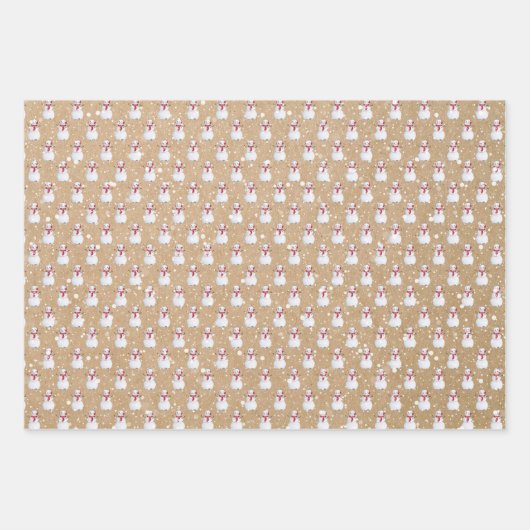 Kerstmis Snowmen Kraft Inpakpapier Vel (Voorkant 3)