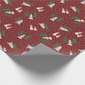 Kerstmis - Snowmen & Tremen - donkerrood Cadeaupapier (Hoek)