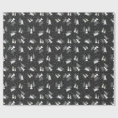 Kerstmis - Snowmen & Tremen - zwart omslagpapier Cadeaupapier (Vlak)