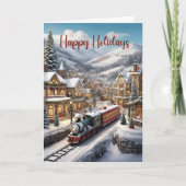 Kerstmis Snowy City Landschap Vakantie Groet Feestdagen Kaart (Voorkant)