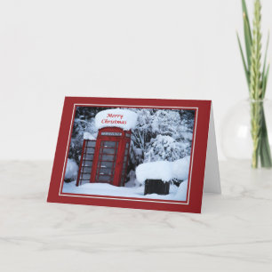 Kerstmis Snowy English Phone Box Card Feestdagen Kaart