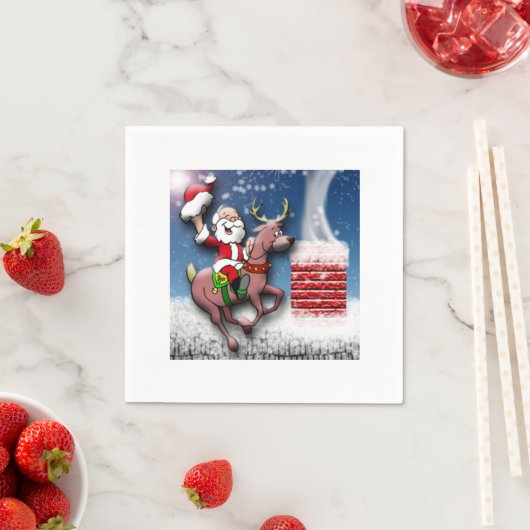 Kerstmis: Snowy Rooftop Chimney Servetten (Insitu)