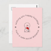 Kerstmis Sociale Afstand Leuke Grappige Kat Monogr Briefkaart (Voorkant / Achterkant)