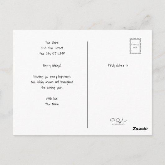 Kerstmis Sociale Afstand Leuke Grappige Kat Monogr Briefkaart (Achterkant)