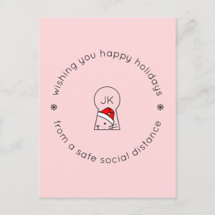 Kerstmis Sociale Afstand Leuke Grappige Kat Monogr Briefkaart