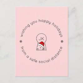 Kerstmis Sociale Afstand Leuke Grappige Kat Monogr Briefkaart