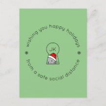 Kerstmis Sociale Afstand Monogram Kat Groen