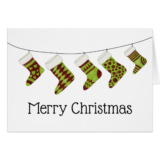 Kerstmis-sokken kaart (Voorkant Horizontaal)