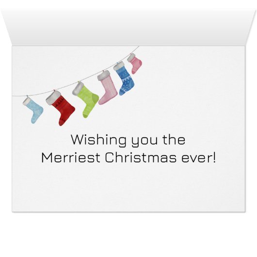 Kerstmis Sokken Kaart (Binenzijde Horizontaal (Onderkant))