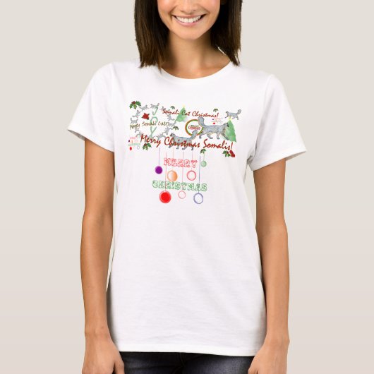 Kerstmis, Somalische kattencirkel bovenaan T-shirt (Voorkant)