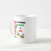 Kerstmis soms stout is leuk - brunette koffiemok (Voorkant links)