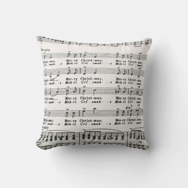 Kerstmis Song Sheet Music Merry Kerstmis Kussen (Voorkant)