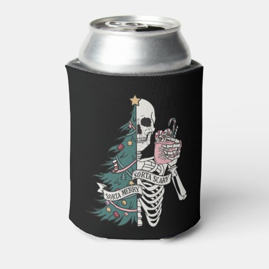 Kerstmis Sorta Scary Sorta Merry Funny Skeleton Blikjeskoeler (Blikje Achterkant)