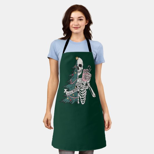 Kerstmis Sorta Scary Sorta Merry Funny Skeleton Schort (Gedragen)