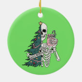 Kerstmis Sorta Scary Sorta Merry Skeleton Tree Keramisch Ornament (Achterkant)