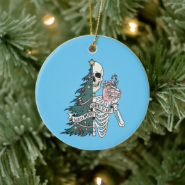 Kerstmis Sorta Scary Sorta Merry Skeleton Tree Keramisch Ornament