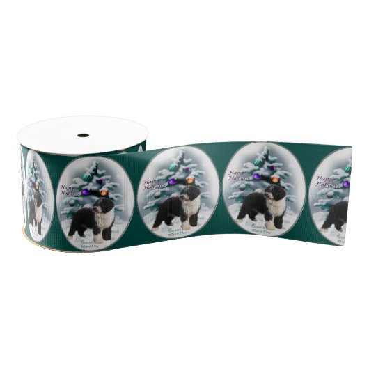 Kerstmis Spaanse waterhond Grosgrain Lint (Spoel)