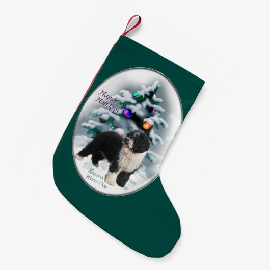Kerstmis Spaanse waterhond Kleine Kerstsok (Voorkant (Hangend))