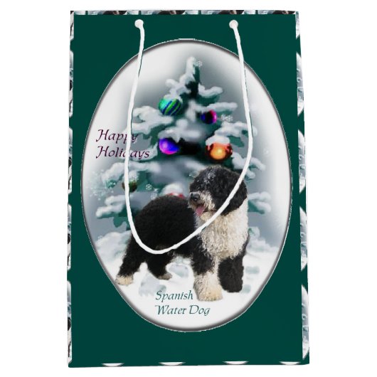 Kerstmis Spaanse waterhond Medium Cadeauzakje (Voorkant)