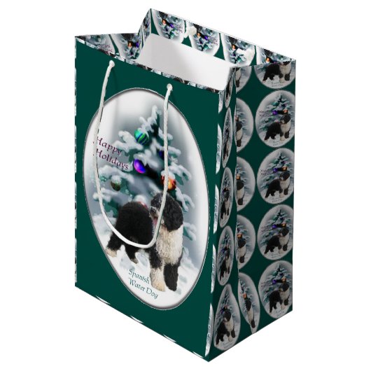 Kerstmis Spaanse waterhond Medium Cadeauzakje (Voorkant Gekanteld)