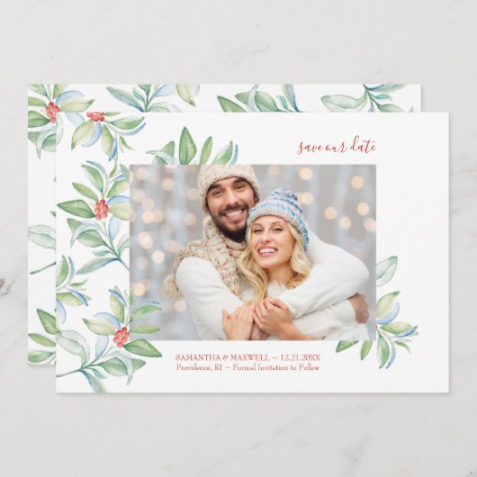 Kerstmis sparen de Uitnodigingen van de Datum (Voorkant / Achterkant)