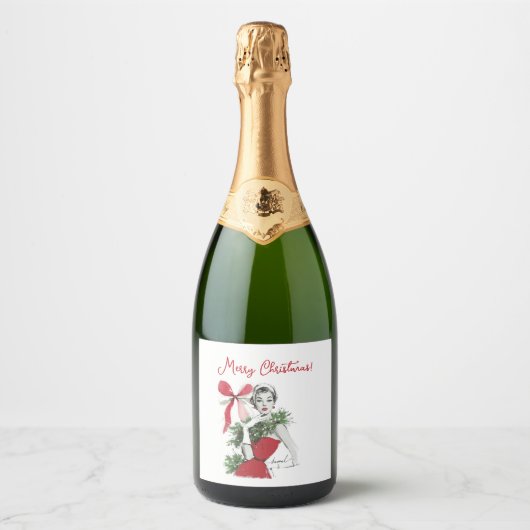 Kerstmis Sparkling Wijnetiket (Voorkant)