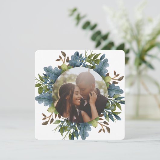 Kerstmis, speciaal aangepast blauw groen, laat fot feestdagenkaart (Staand voorkant)