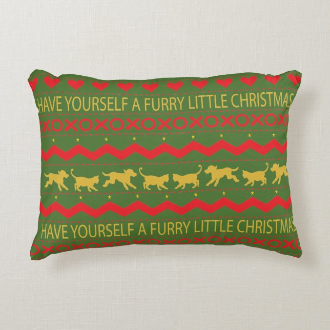 Kerstmis, speciaal ontworpen Pillow "Furry XMAS"-h Accent Kussen (Voorkant)