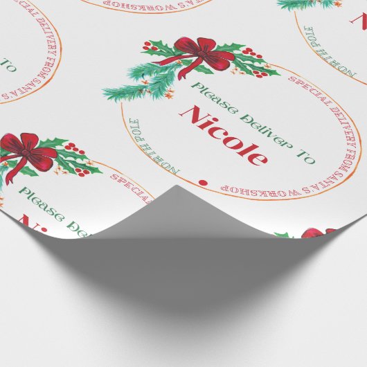 Kerstmis, speciale kerstnaam voor de kerstman-work cadeaupapier (Hoek)