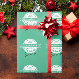 Kerstmis speciale levering van Santa Mint Green Cadeaupapier