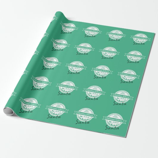 Kerstmis speciale levering van Santa Mint Green Cadeaupapier (Uitgerold)
