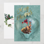 Kerstmis Speciale Rendier Ornament Sneeuw Feestdagenkaart (Voorkant / Achterkant)